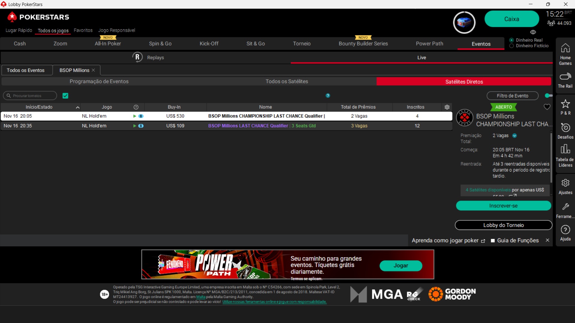 Lobby do PokerStars
